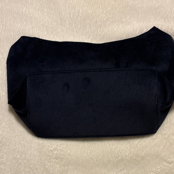 Elegant Navy Corduroy Pouch with Bow - Picture 4 of 4